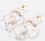 Load image into Gallery viewer, Cross Pearl Heart Drop Earrings