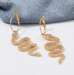 Load image into Gallery viewer, Rhinestone Snake Drop Earrings