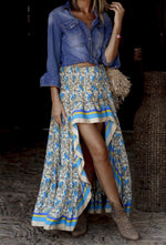Load image into Gallery viewer, Floral Printed Maxi Skirt - Blue