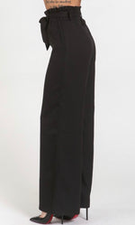 Load image into Gallery viewer, Wide Leg Black Pants with Tie Belt