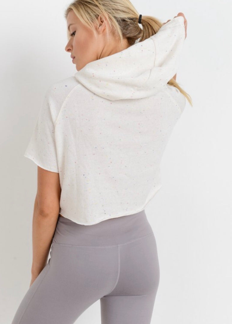 Confetti Print Crop Hoodie