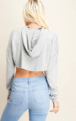 Load image into Gallery viewer, Grey Crop Hoodie