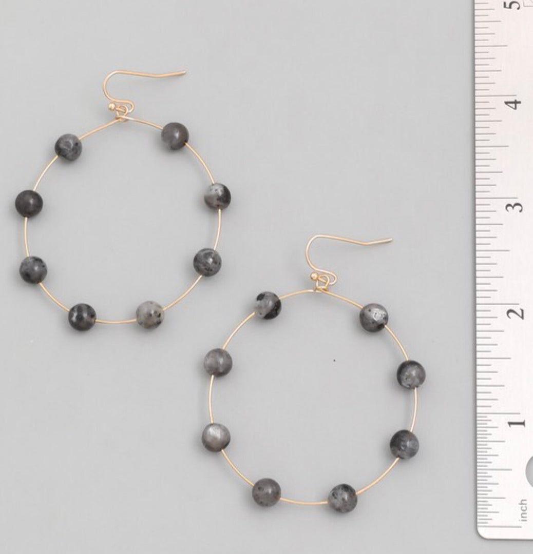 Gold Wire Faux Stone Hoops