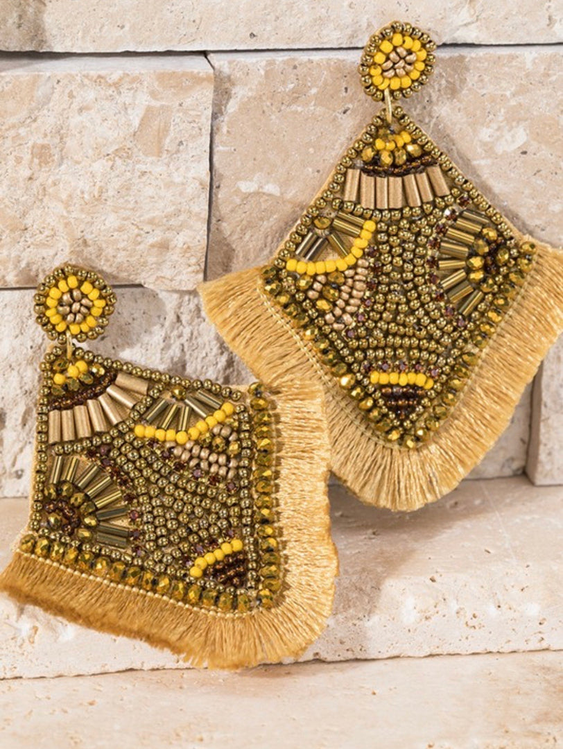 Beaded Triangle Drop Earring