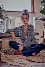 Load image into Gallery viewer, Savanna Jane Black Multi Color Embroidery Top