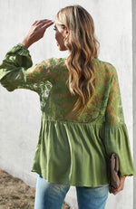 Load image into Gallery viewer, Lace Shoulder Blouse