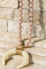 Load image into Gallery viewer, Color Bead Crescent Horn Long Necklace