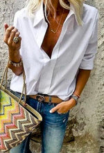 Load image into Gallery viewer, V Neck Collared Shirt