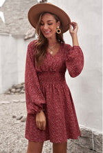 Load image into Gallery viewer, V Neck Balloon Sleeve Dress