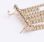 Load image into Gallery viewer, Rhinestone Tassel Climber Cuff Earrings
