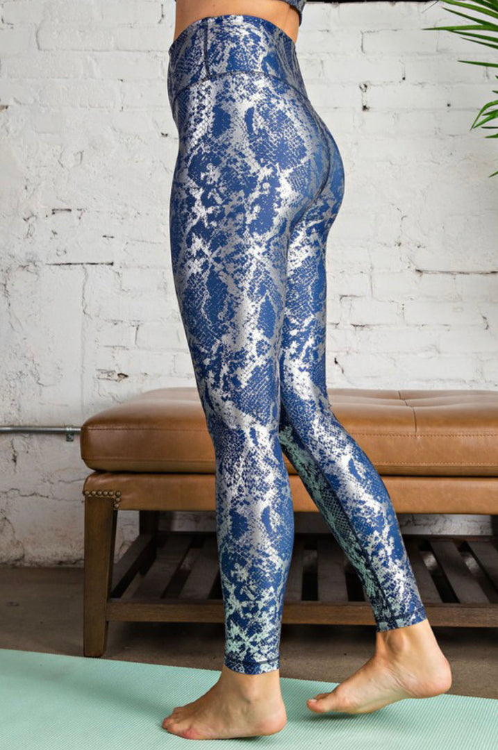 Blue Foil Print Leggings