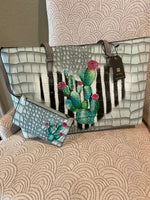 Load image into Gallery viewer, Custom Hand Painted Chic Cactus Croc Vegan Leather
