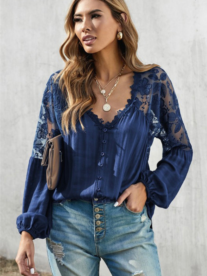 Lace Shoulder Blouse