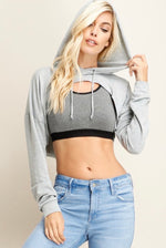 Load image into Gallery viewer, Grey Crop Hoodie