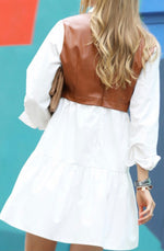 Load image into Gallery viewer, Faux Leather overlay Dress