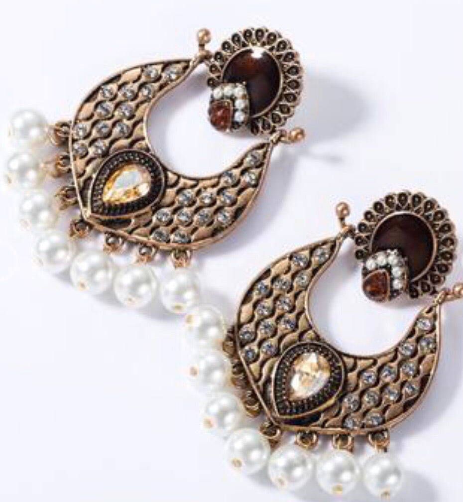 Rhinestone Boho with Drop Pearls