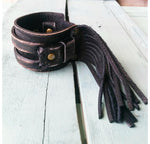 Load image into Gallery viewer, Leather Snap Cuff Bracelet with Leather Fringe