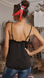 Load image into Gallery viewer, Satin Ruffled V Neck Tank