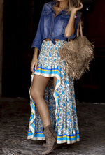 Load image into Gallery viewer, Floral Printed Maxi Skirt - Blue