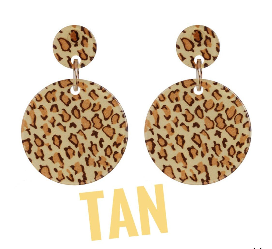 Cheetah Print Acrylic Circle Drop Earrings