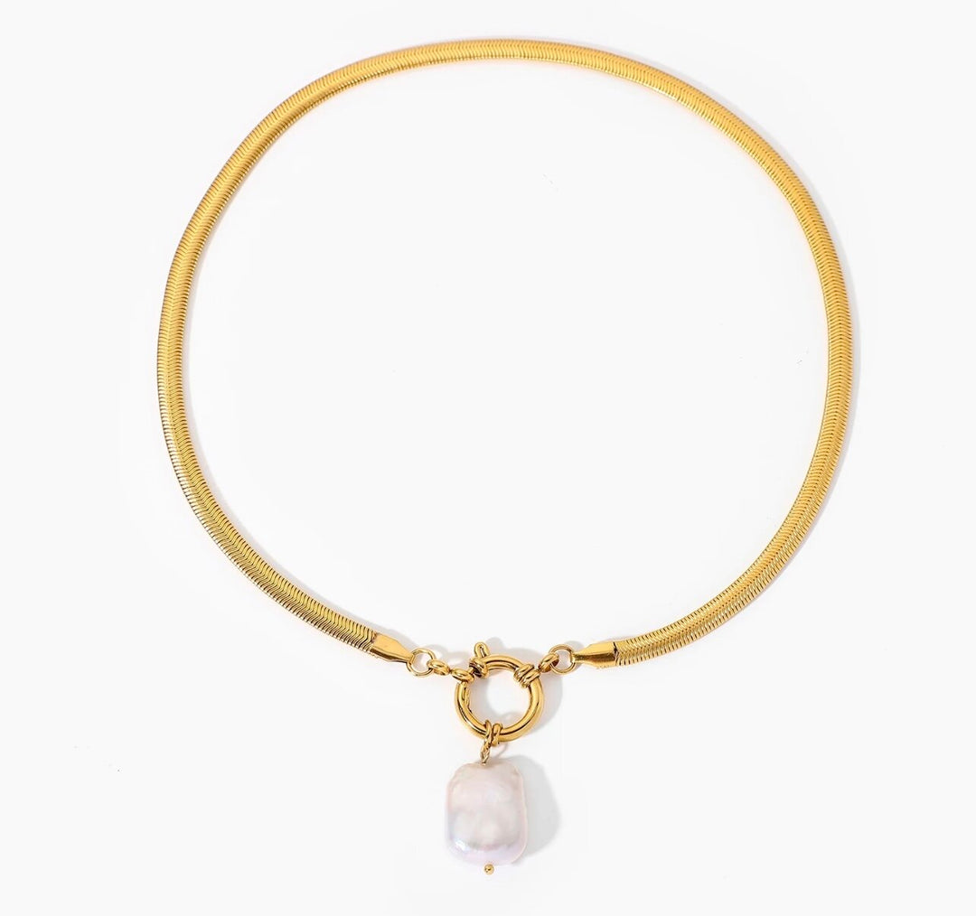 Herringbone Pearl Necklace