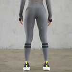 Load image into Gallery viewer, Open Mesh Seamless Leggings with mock Sock Stripes
