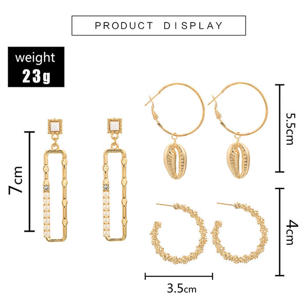 Gold Tone 3 Piece Earring Bundle