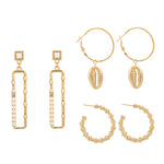 Load image into Gallery viewer, Gold Tone 3 Piece Earring Bundle