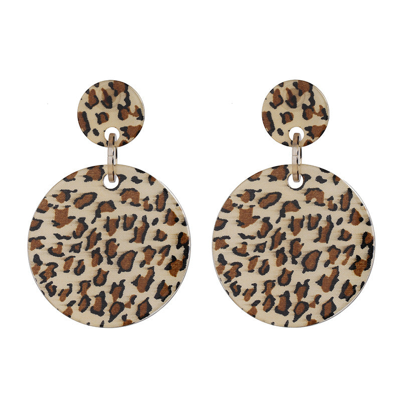 Cheetah Print Acrylic Circle Drop Earrings