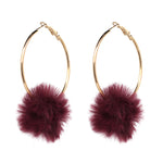 Load image into Gallery viewer, Fur Pom Hoop Earrings