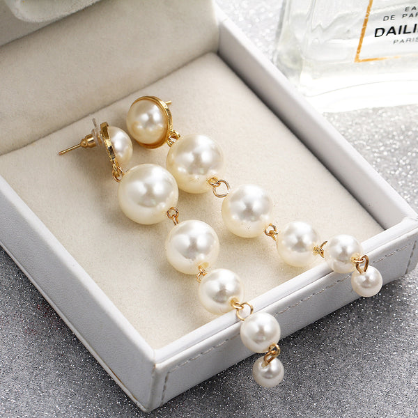 Pearl Stud Drop Earrings