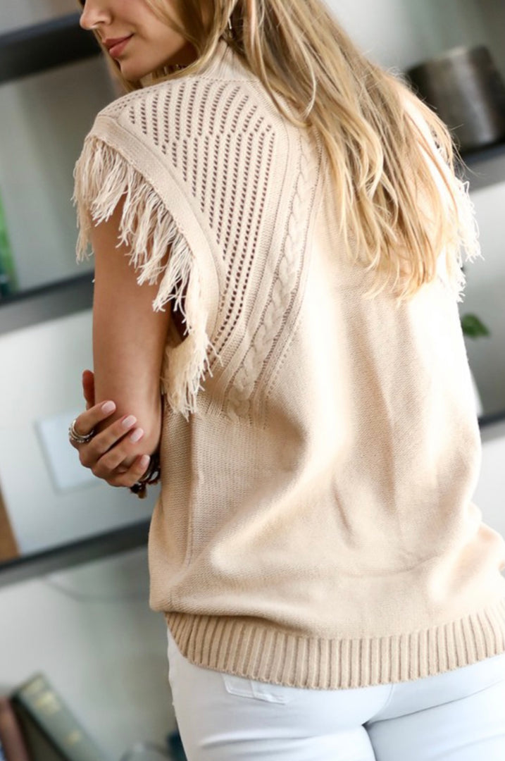 Fringed Sleeveless Sweater