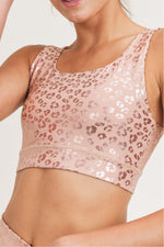 Load image into Gallery viewer, Leopard_Shimmer_Foil_Sports Bra