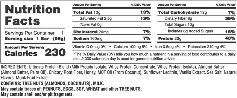 UMP Honey Almond Bar Nutrition Facts