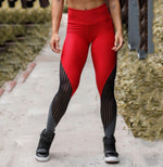 Load image into Gallery viewer, Red and Grey Leggings with Sheer Accents