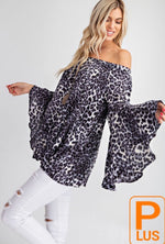 Load image into Gallery viewer, PLUS Animal Print Bell Sleeve Top