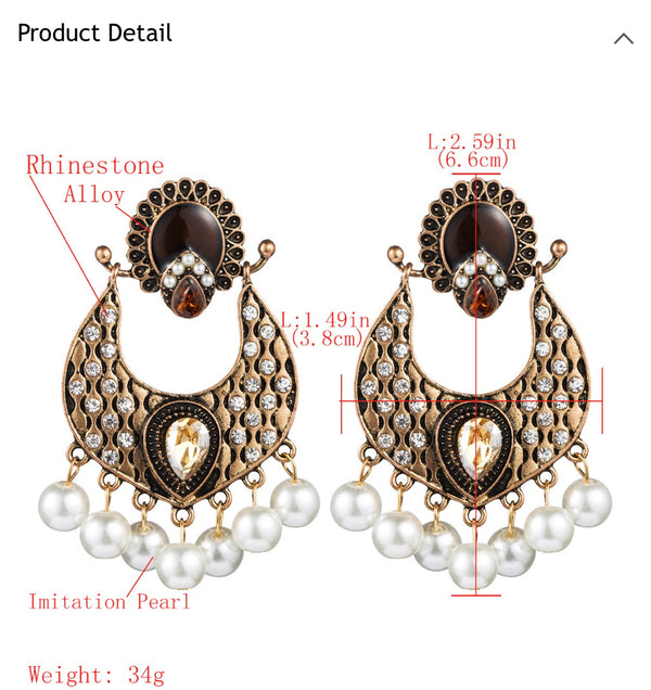 Rhinestone Boho with Drop Pearls
