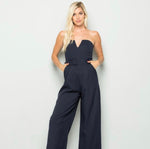 Load image into Gallery viewer, Navy Belted Jumpsuit