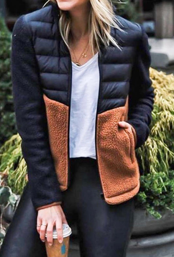 Faux Fur Zip Up Padded Jacket