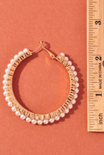 Load image into Gallery viewer, Vera Gold and Pearl Hoop Earrings