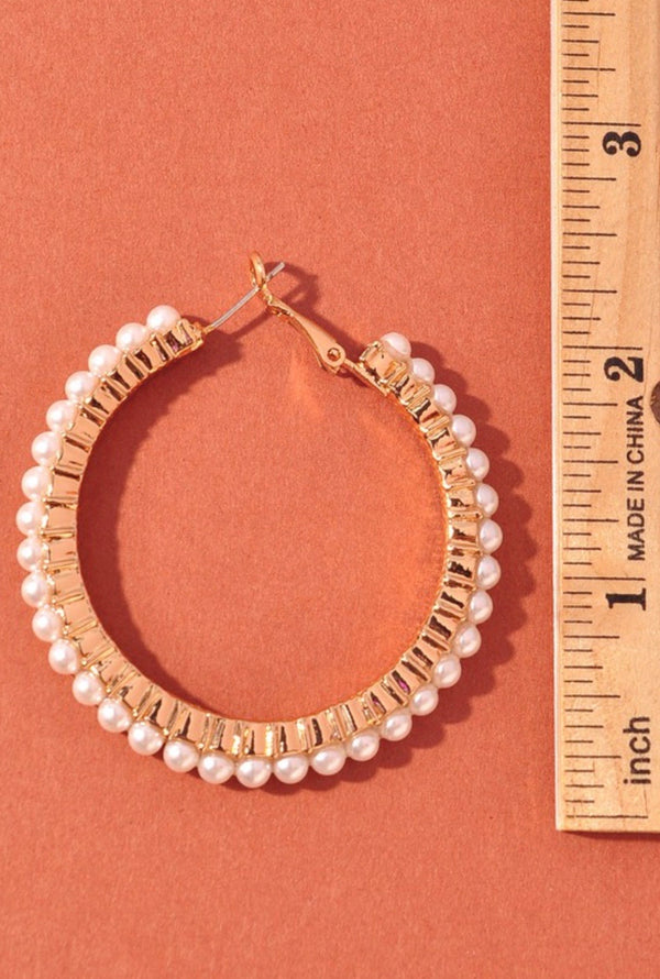 Vera Gold and Pearl Hoop Earrings