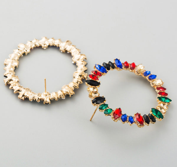 Rhinestone Post Hoops