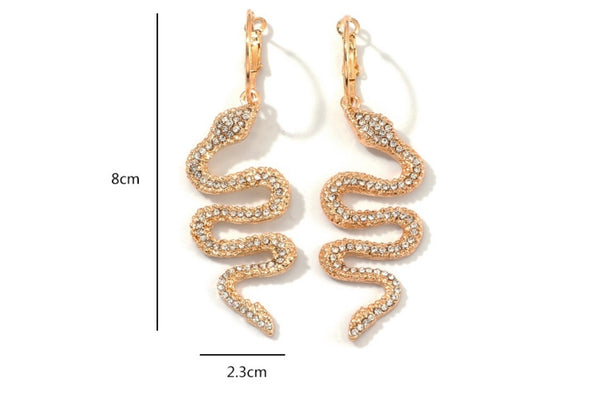 Rhinestone Snake Drop Earrings