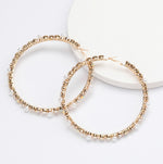 Load image into Gallery viewer, Rhinestone and Pearl Hoops