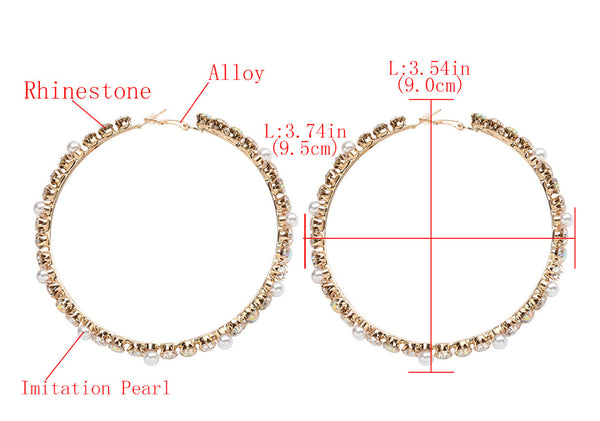 Rhinestone and Pearl Hoops