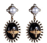 Load image into Gallery viewer, Pearl Drop with Bee Earrings