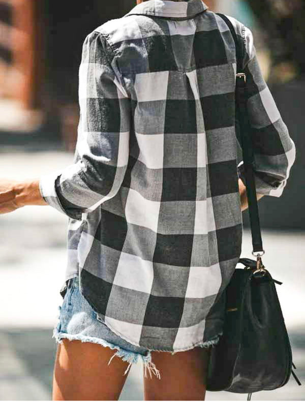 Single Pocket ButtonDown Plaid Shirt