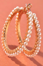 Load image into Gallery viewer, Vera Gold and Pearl Hoop Earrings
