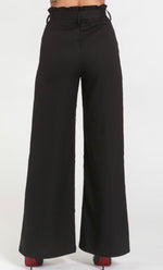 Load image into Gallery viewer, Wide Leg Black Pants with Tie Belt