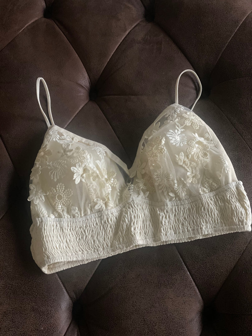 Sequin and embroidery bralette